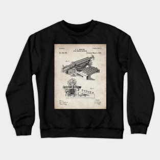 Typewriter Patent - Editor Writer Home Office Decor Art - Antique Crewneck Sweatshirt